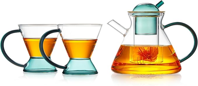 Glass Teapot Set, Glass Teapot Set With 2 Glass Cups, Tea Pots For Tea Party,Glass Tea Kettle Stovetop, Borosilicate Tea Pot With Infusers For Loose Tea, Tea Infuser Pot, Tea Maker - Bloomnest