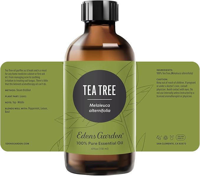 Edens Garden Tea Tree Essential Oil- 100% Pure Premium Grade, Undiluted, Natural, Therapeutic, Aromatherapy, The Best for Diffuser, Hair, Humidifiers, Kid Safe118 ml (4 fl oz) - Bloomnest