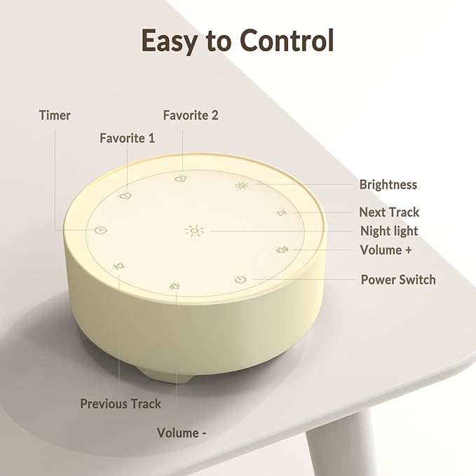Kipcush Sound Machine & Night Light for Adults, Baby, Kids. White Noise Machine with 20 Soothing Sleep Sounds. Small Size & Portable Design for Bedroom (Putty, Small) - Bloomnest