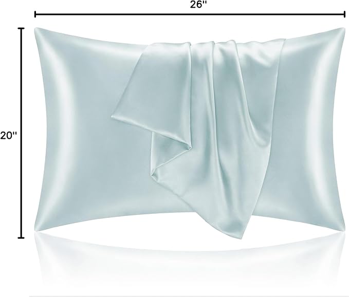 BEDELITE Satin Pillowcase for Hair and Skin, Super Soft and Cooling Similar to Silk Pillow Cases 2 Pack with Envelope Closure, Gift for Women Men(20"x26" Standard Size, Stone Blue) - Bloomnest