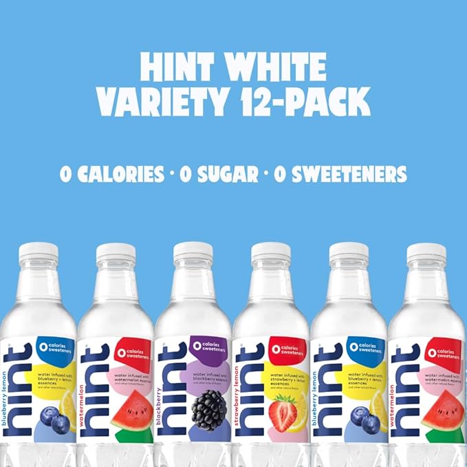 Hint Bottled Water, Red & White Variety Pack Bundle - Purified Flavored Water with Zero Calories, Sugar Free, Natural Flavors - 16 Fl Oz (Pack of 24) - Bloomnest