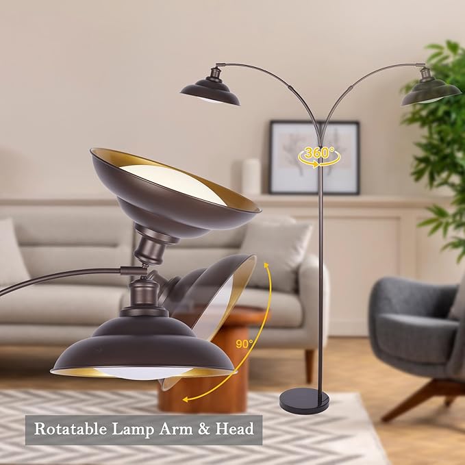 Arc Floor Lamp, Dimmable Dome Floor Lamp with Remote & Foot Switch, Modern Standing Lamp 3000-6500K 25W Integrated LED Bulb, Bronze Tall Lamp Over Couch Lamps for Living Room Bedroom Offices(Bronze) - Bloomnest