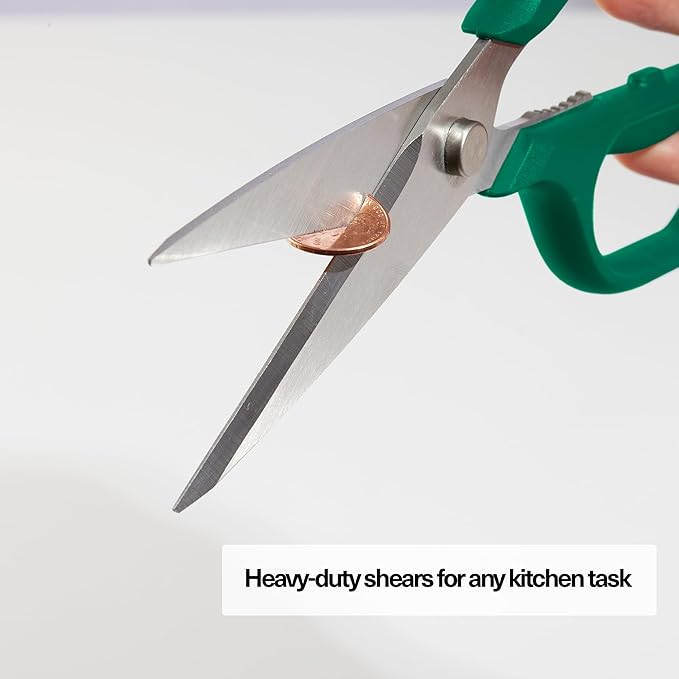 Misen Heavy Duty Kitchen Shears - Comfortable Ambidextrous Scissors for Meat, Poultry, Herbs & More - Easy to Clean - German Stainless Steel - Large | Green - Bloomnest