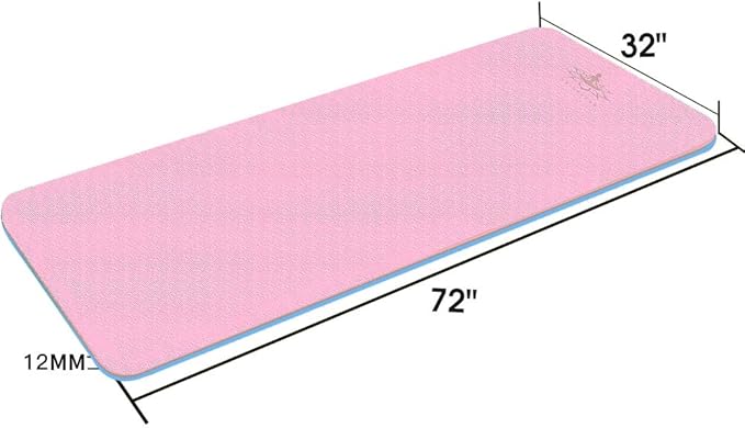 Hatha Yoga Extra Thick TPE Yoga Mat - 72"x 32" Thickness 1/2 Inch -Eco Friendly SGS Certified - With High Density Anti-Tear Exercise Bolster For Home Gym Travel & Floor Outside - Bloomnest