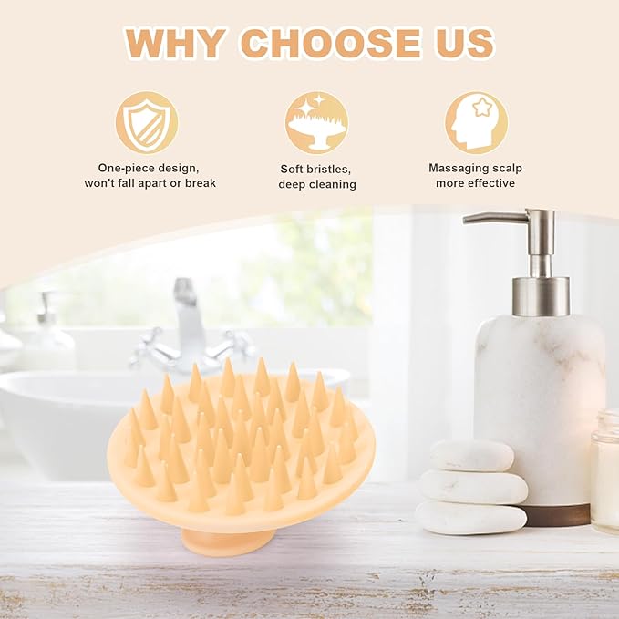 Meartchy Silicone Scalp Massager Shampoo Brush, Scalp Scrubber for Hair Growth (Salmon Pink) Meartchy