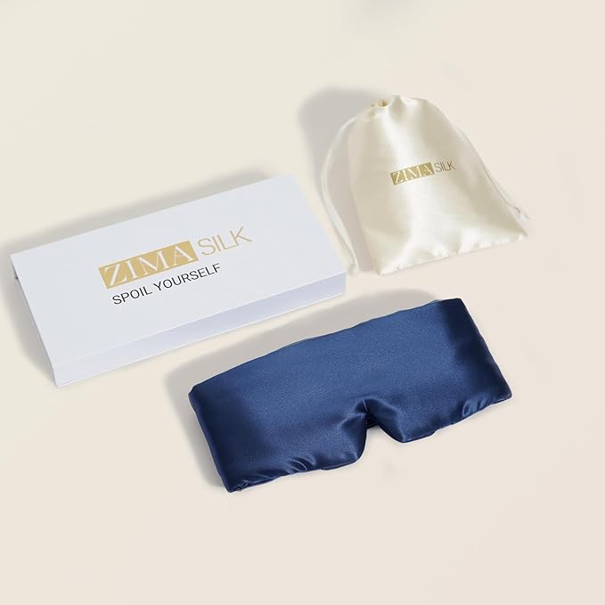 ZIMASILK 100% 22 Momme Mulberry Silk Sleep Mask - Full Silk Filled, Ultra-Soft & Breathable, Face-Hugging Blackout Eye Cover for Sleeping (Navy Blue) - Bloomnest