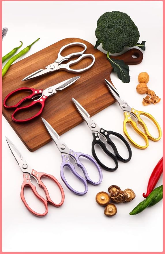 AWinjoy Heavy Duty Sharp Kitchen Scissors, Dishwasher Safe, Cooking Shears for Meat, Chicken, Fish, Poultry, Herb, Bread (Black) - Bloomnest