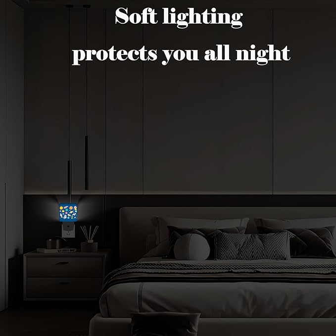 Cute Space Doodle Night Light,Plug-in Nightlights Auto Sensor Night Lamp Dusk to Dawn Lamp Home Decor for Nursery Children Girls Boys