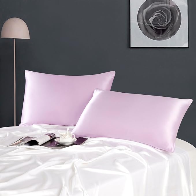 ZIMASILK 100% Pure Mulberry Silk Pillowcase for Hair and Skin Health,Soft and Smooth,Both Sides Premium Grade 6A Silk,600 Thread Count,with Hidden Zipper,1pc (King 20''x36'',Light Purple) - Bloomnest