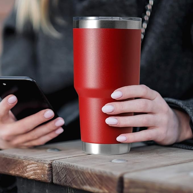 HASLE OUTFITTERS 30oz Stainless Steel Tumbler, Double Wall Vacuum Insulated Travel Mug Tumbler, Durable Insulated Coffee Mug, Gift Box Set (Red, 12) - Bloomnest