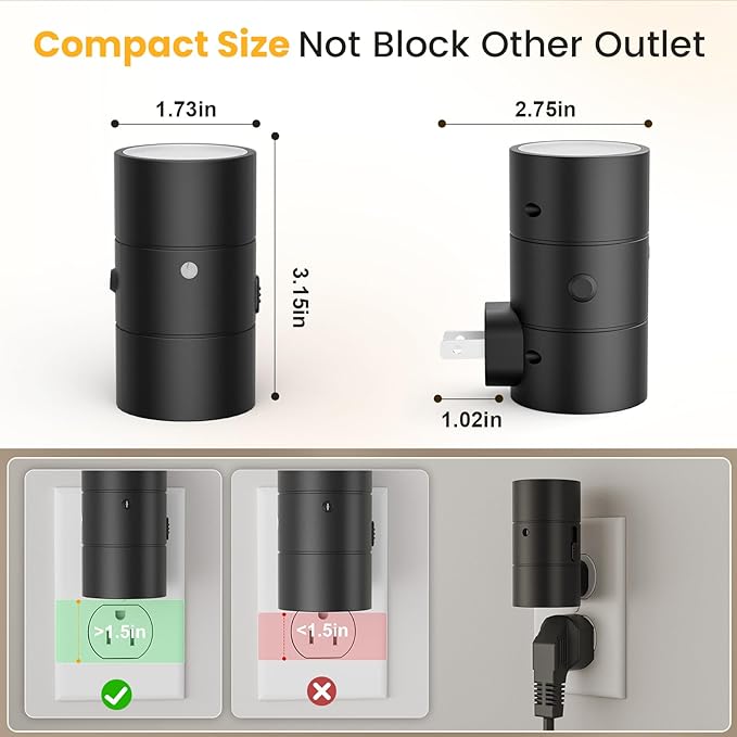 VOLISUN Night Light, Dimmable Led Night Lights Plug into Wall, Amber/3000K/4500K, 0-100LM Adjustable Brightness, Dusk to Dawn Nightlight for Hallway, Bathroom, Bedroom Black 4 Pack - Bloomnest