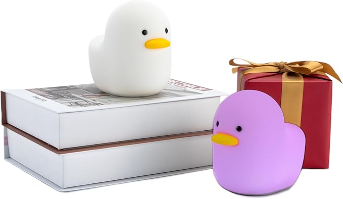 UNEEDE Voice Control LED Benson Night Light, Cute Duck Animal Silicone Nursery Night Light Rechargeable Table Lamp Bedside Lamp with Touch Sensor for Baby Girls Women Bedrooms, Living Room - Bloomnest