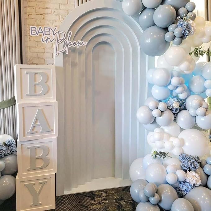 Dusty Blue Balloon Garland Arch Kit - 141Pcs Party Balloons Different Size Dusty Blue White Pastel Blue Clear Balloons for Birthday Wedding Baby Shower Bridal Decorations Set C - Bloomnest