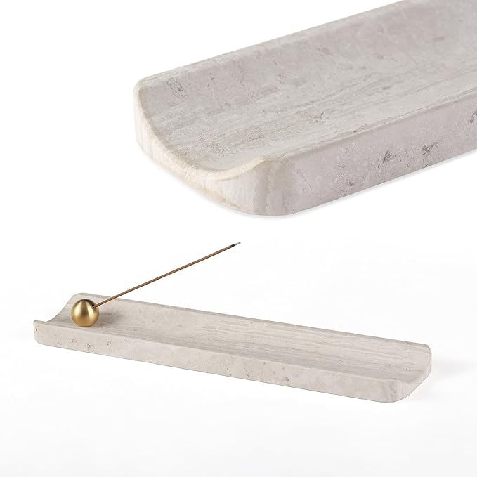 Koville Natural Marble Incense Holder, Incense Holders for Sticks, Incense Burner Holder, Ideal for Meditation and Relaxing, Easy to Clean(White Wooden) - Bloomnest
