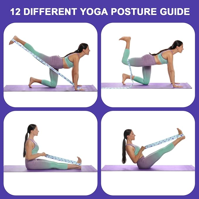 Elastic Yoga Stretching Strap with Loops, CEILIWEN Stretch Straps For Physical Therapy, Pilates Stretch Band, Elastic Exercise Bands, Leg Stretching Strap, Stretch Resistance Bands For Exercise - Bloomnest