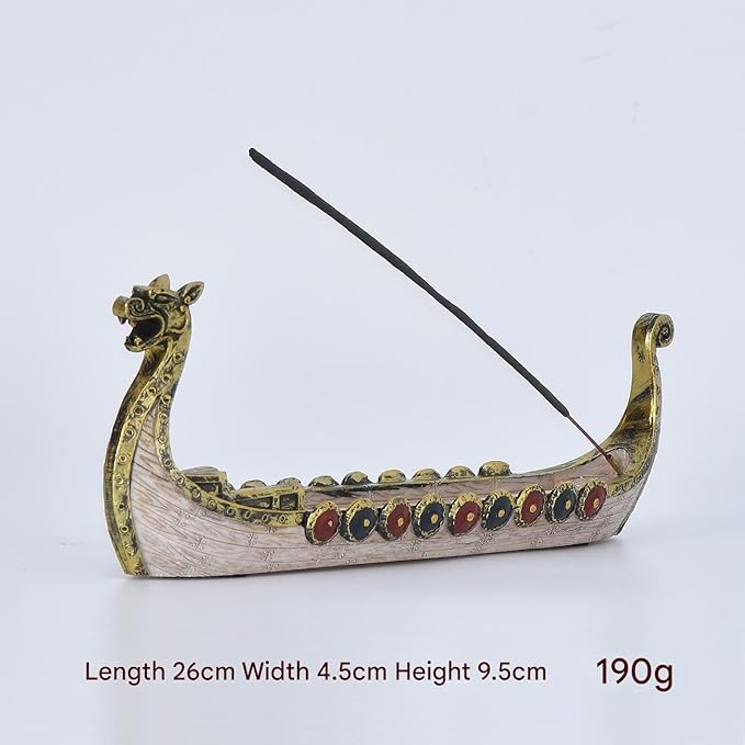 Comeon Retro Incense Burners Traditional Chinese Design Dragon Boat Incense Stick Holder Burner Hand Carved Carving Censer Ornaments (Gold) - Bloomnest