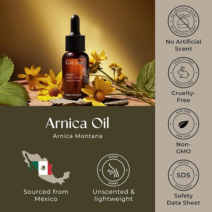 Gya Labs Arnica Carrier Oil - 1 Fl Oz - for Hair, Skin, Face, Scalp & Body Massage - Bloomnest