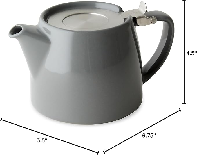 FORLIFE Stump Teapot with SLS Lid and Infuser, 18-Ounce, Gray - Bloomnest