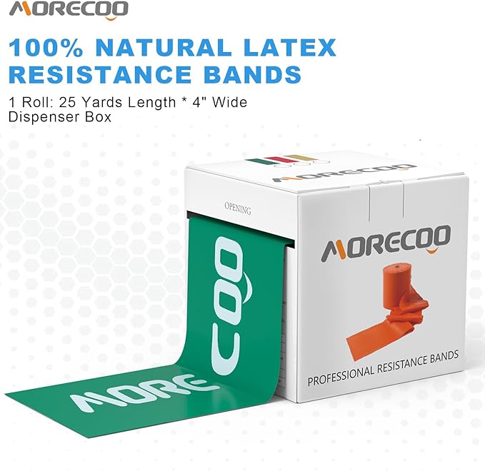 MORECOO Risistance Bands, 25 Yard Roll Professional Latex Stretch Bands for Physical Therapy, Elastic Bands for Upper & Lower Body Exercises, Lower Pilates, Home Workouts & Rehab, Core Exercise - Bloomnest