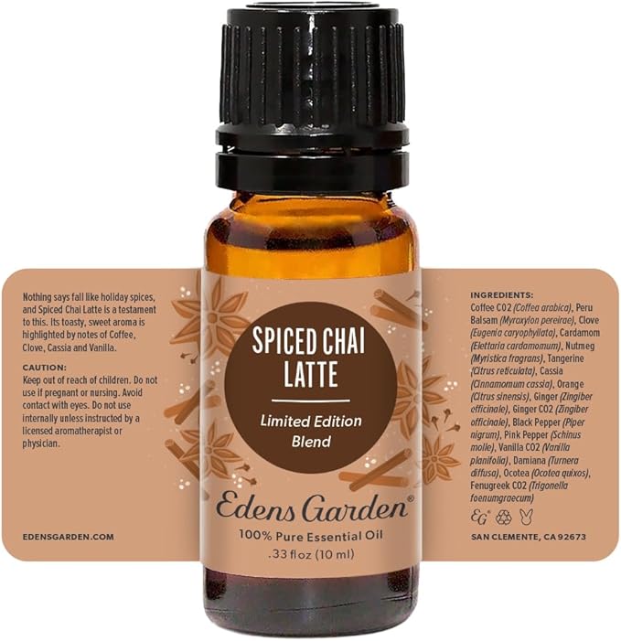 Edens Garden Spiced Chai Latte Essential Oil Blend- 100% Pure Premium Grade, Undiluted, Natural, Therapeutic, Aromatherapy, The Best for Diffusing, Candle, Laundry, Humidifiers 10 ml (.33 fl oz) - Bloomnest