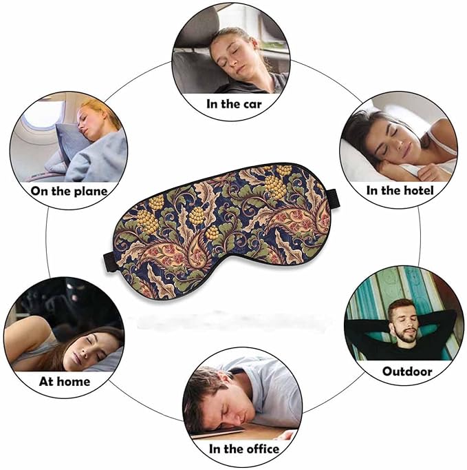 Flowers Sleep Eye Mask Vintage Decorative Floral Leaves Men Women Sleep Mask with Adjustable Strap Eye Cover Eye Shade for Travel, Nap,Meditation - Bloomnest