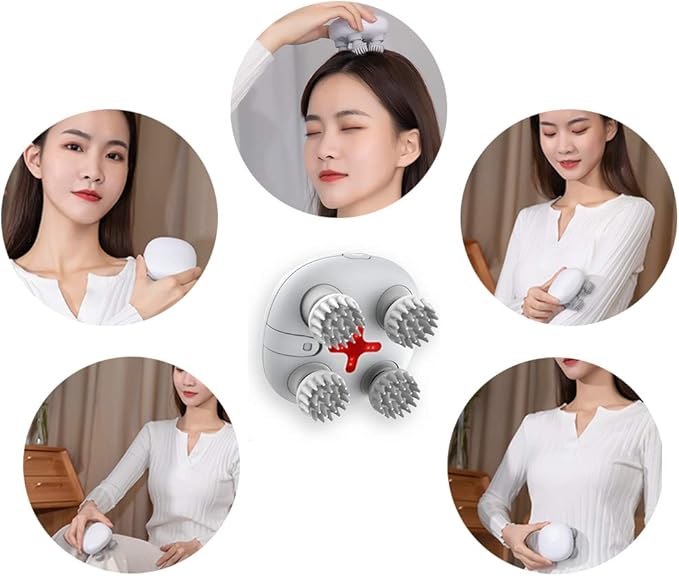 Electric Scalp Massager, Head Scratcher Mimics Four-Finger Kneading Massage, Rechargeable & Waterproof, Pets Massager HaoToningInc