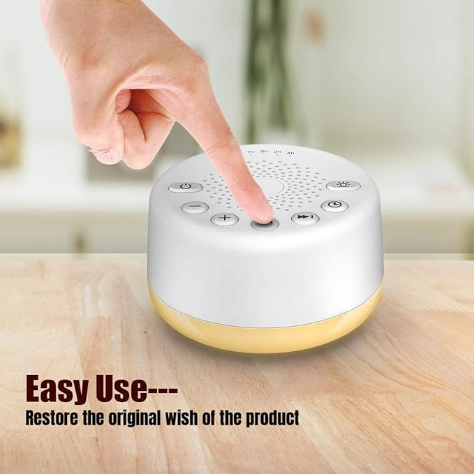 Sound Machine Easysleep White Noise Machine with 25 Soothing Sounds and Night Lights with Memory Function 32 Levels of Volume and 5 Sleep Timer Powered by AC or USB for Sleeping Relaxation (White) - Bloomnest