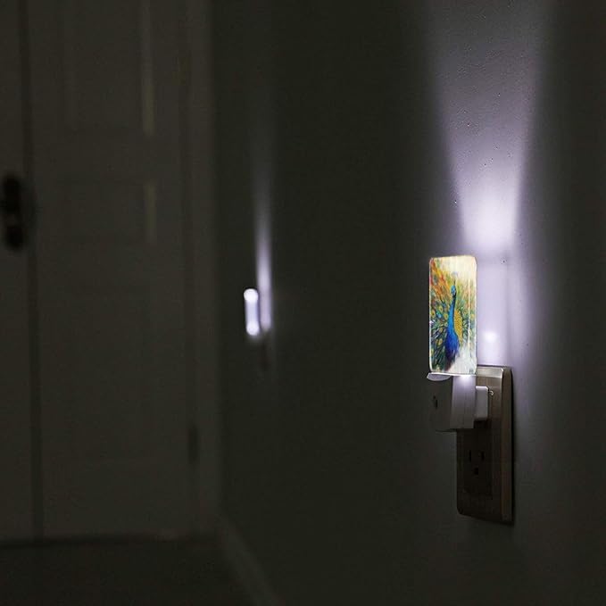 Led Night Light, Abstract Peacock Decorative Plug in Nightlights,with Smart Auto Dusk to Dawn Night Light for Bedroom, Kitchen, Nursery, Bathroom - Bloomnest