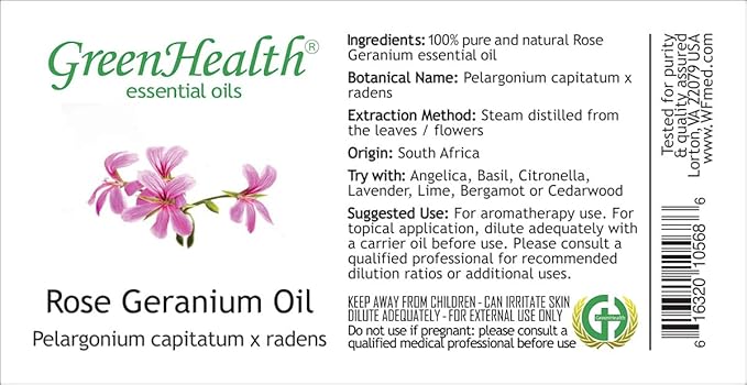 GreenHealth - Rose Geranium 100% Pure Therapeutic Grade Essential Oil -15ml Greenals