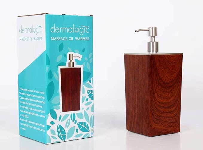 DERMALOGIC Massage Oil Warmer for Pro Spa Massage, Home Lotion Warmer with Aluminum Bottle Pump Set, Plug-in Oil Heater Beauty Salon Treatment Equipment - Bloomnest
