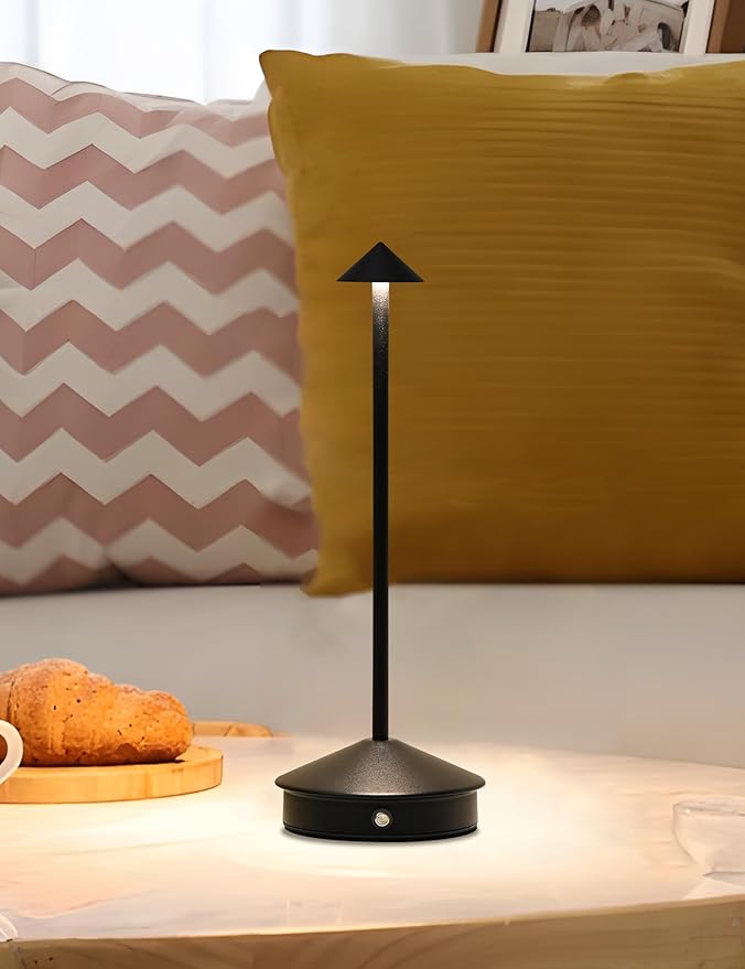 Cordless Table Lamps,LED Rechargeable Desk Lamp,Portable Modern USB Battery Operated Lights,Outdoor Waterproof Touch Dimmable,for Patio,Restaurant,Bar,Camping,Dining Home Set of 2 Black - Bloomnest