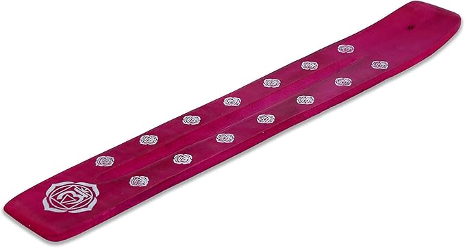 Bless-International Traditional-Handmade-Burner Wooden-Incense-Stick-Holder Ash-Catcher-Stand for-Aromatherapy-Meditation-Yoga (Heart Pink) 10 Inches, Pack of 2 - Bloomnest