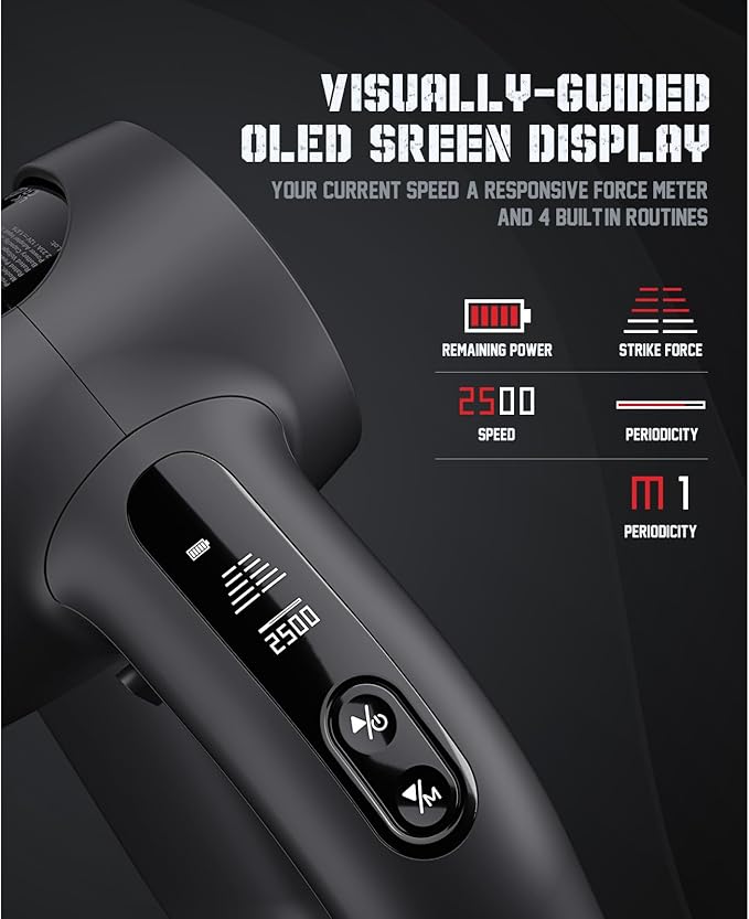 Shaw Strength S6 Pro Massage Gun Deep Tissue Percussion with 16mm Amplitude, Professional Muscle Massager Gun for Athletes Pain Relief, Handheld Massagers for Muscles, 7 Attachments - Bloomnest