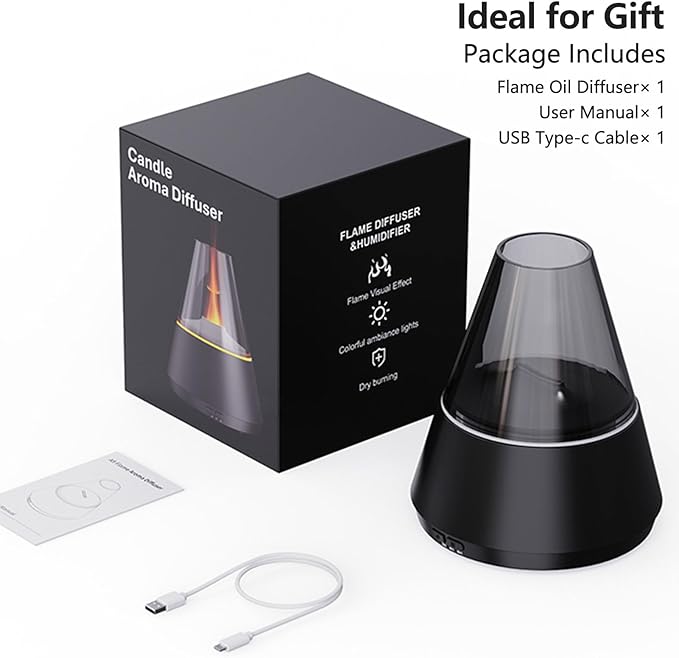 Flame Essential Oil Diffuser, Upgrade 7 Colour Lights Aromatherapy Diffuser, Oil Diffuser, Air Humidifier, Aroma Diffusers for Home, Bedroom, Office, Yoga, Timer & Waterless Auto Off - Bloomnest