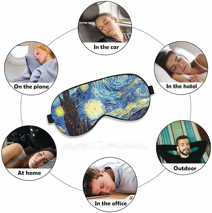 Starry Night Sleep Eye Mask Creative Van Gogh Classic Vivid Star Cloud Universe Men Women Sleep Mask with Adjustable Strap Eye Cover Eye Shade for Travel, Nap,Meditation - Bloomnest