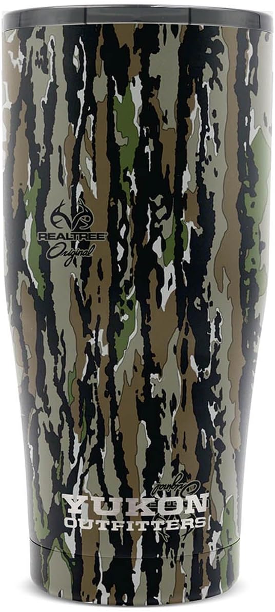 Yukon Outfitters Freedom High Grade 18/8 Corrosion-Resistant Stainless Steel Double Wall Vacuum Insulated Tumbler (20 oz/ 590ml) - 7.3" H x 3.4" Top dia. / 2.7" Bottom dia., Real Tree Original - Bloomnest