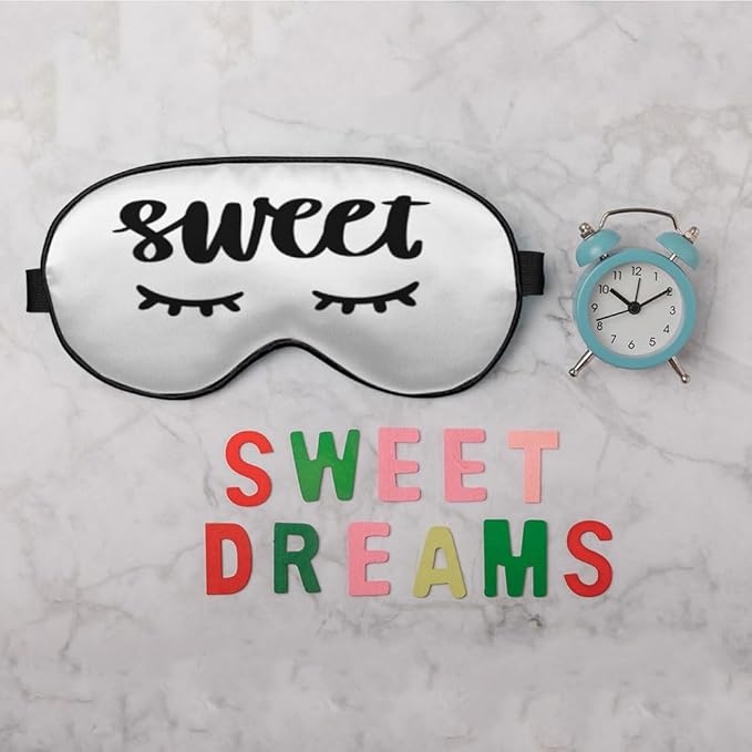 Sweet Dreams Eye Mask Sleeping Mask Cute Eyelashes White Sleep Masks Silky Soft Eye Cover for Women Men Shading Blindfold for Air Travel Sleeping - Bloomnest