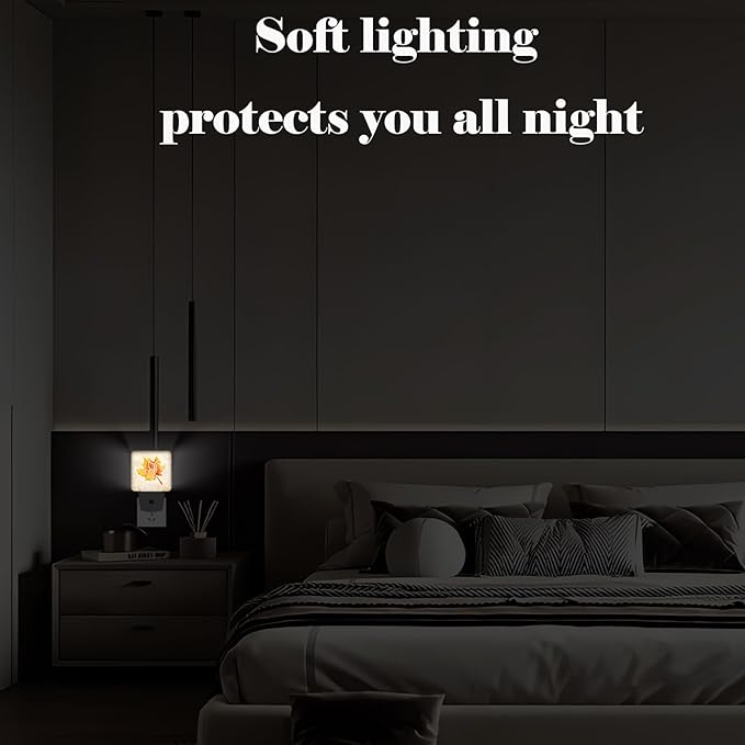 Handwritten Autumn Maple Leaves Night Light,Plug Into Wall for Boys Girls Bedroom Decorative Square Night Light Lamp 0.5w Sleep Friendly