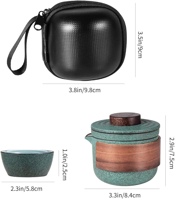 Mini Travel Ceramic Tea Pot Set Chinese Kung Fu Teapot, 1 Pot 2 Cups Porcelain Teacup with Tea Infuser Portable Bag for Outdoor Picnic Hotel