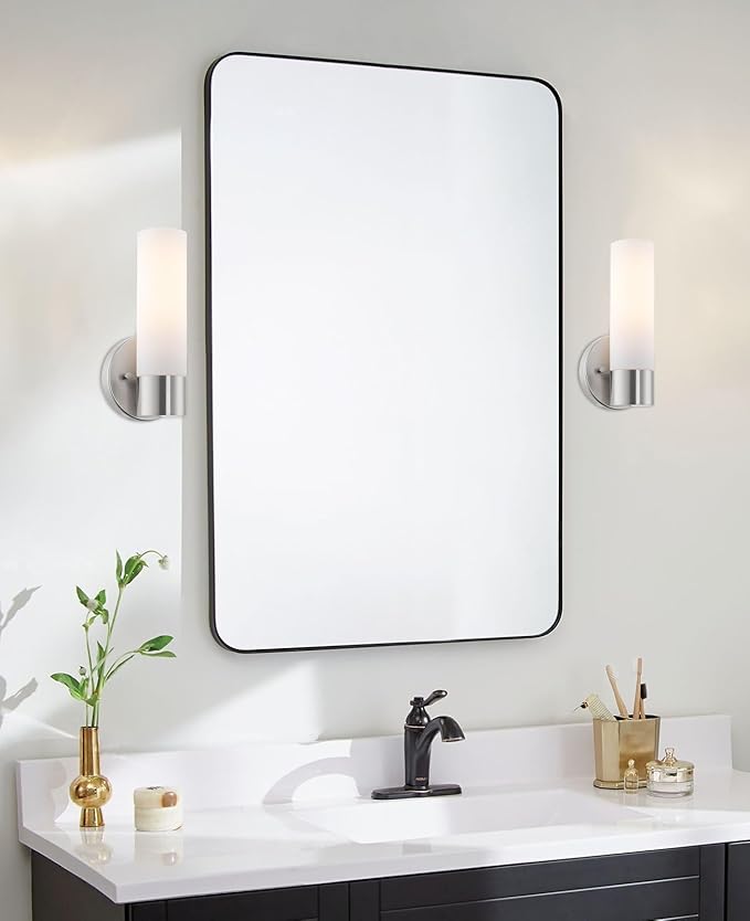 Kira Home Sol 10" Modern Wall Sconce with Frosted Glass Shade, for Bathroom/Vanity, Brushed Nickel Finish, 2-Pack - Bloomnest