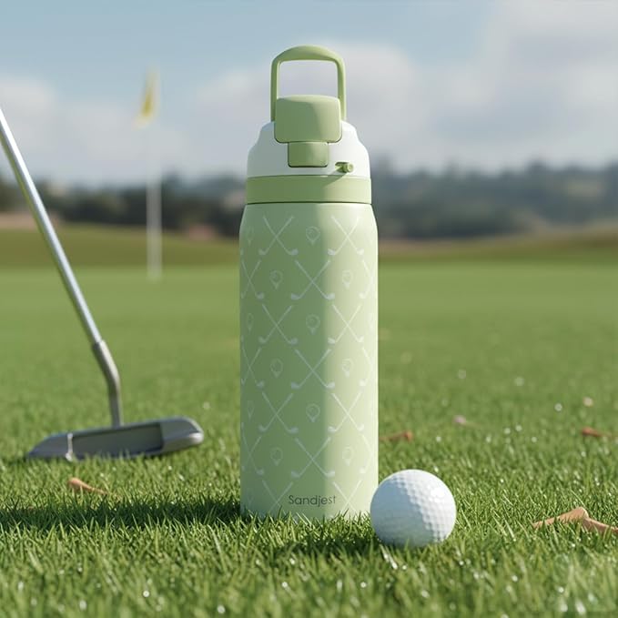 Golf Insulated Stainless Steel Water Bottle with Straw for Sports and Travel, 32oz, Gifts for Golf Lover Women Girls Friends Teens Birthday Christmas - Bloomnest