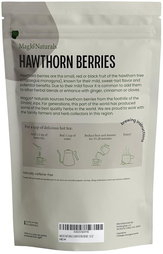 MagJo Naturals Hawthorn Berries, Whole Dried, 16 oz (1 lb) - Bloomnest