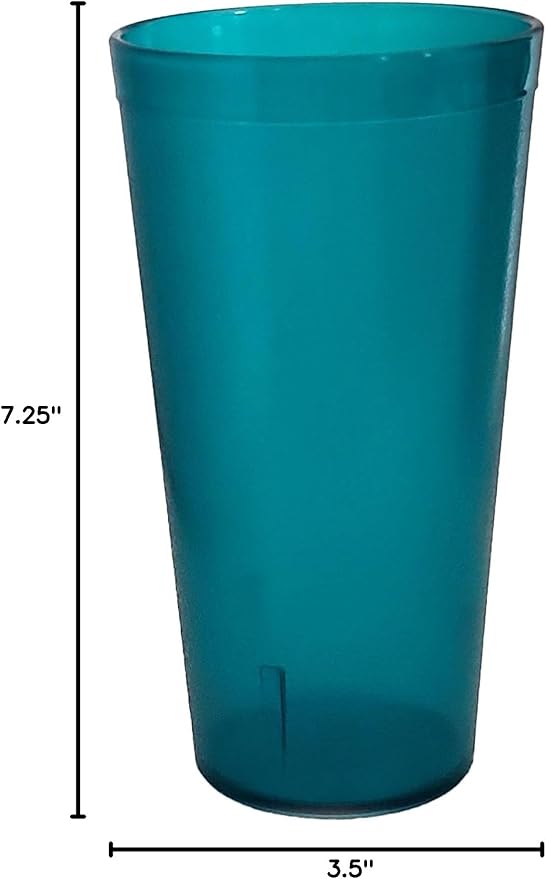Party Outlaw Teal Plastic Cup Tumblers 6 Pc 24oz Lightweight, Heavy Duty Stackable Cafe Style Plastic Glasses. Reusable & Dishwasher Safe Ice Tea & Water Cups - Bloomnest