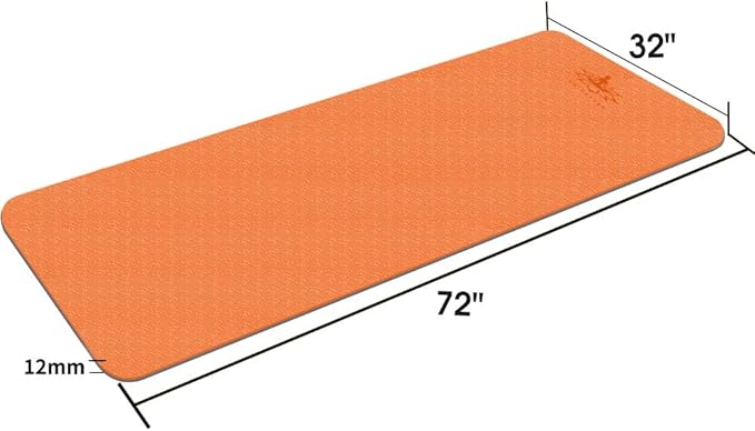 Hatha Yoga Extra Thick TPE Yoga Mat - 72"x 32" Thickness 1/2 Inch -Eco Friendly SGS Certified - With High Density Anti-Tear Exercise Bolster For Home Gym Travel & Floor Outside - Bloomnest