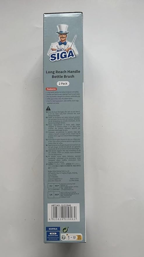 MR.SIGA Long Handle Bottle Brush, Flexible Scrub Brush for Water Bottles, Glasswares, Mugs, Gray, 2 Pack - Bloomnest
