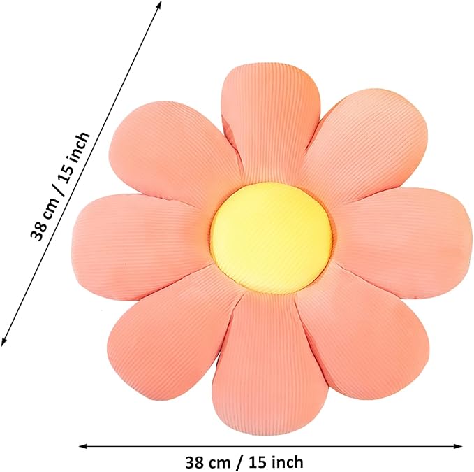 Flower Shaped Throw Pillow - Soft Seating Cushion for Bedroom, Sofa, Bed, Reading - Floor Plush Room Decor (15 inch, Pink) - Bloomnest