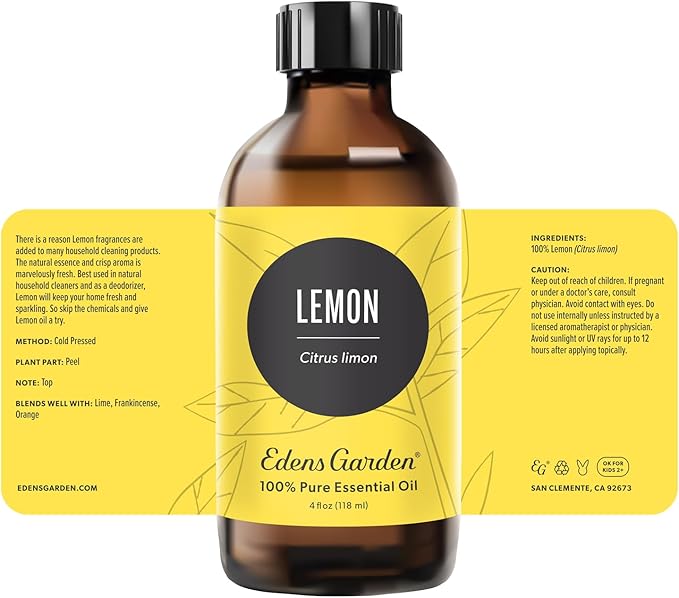 Edens Garden Lemon Essential Oil- 100% Pure Premium Grade, Undiluted, Natural, Therapeutic, Aromatherapy, The Best for Diffuser, Laundry, Humidifiers, Kid Safe 118 ml (4 fl oz) EdensGarden