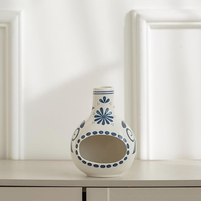 Handmade Ceramic Palo Santo Holder Burner & Sage Holder - Mini Tabletop Chiminea Burner Tray with Ash Catcher, Decorative Incense Holder for Spiritual Meditation & Yoga