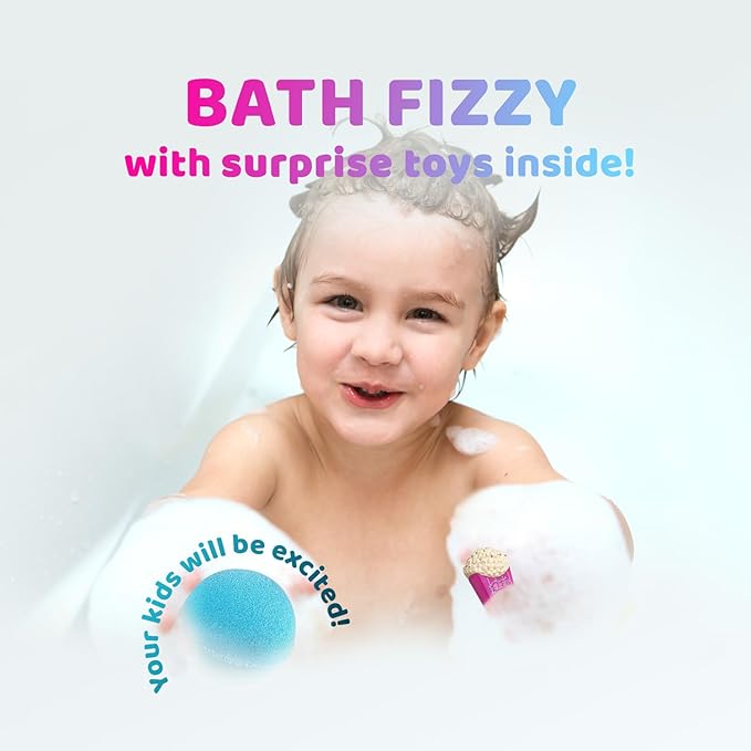 Bath Bombs for Kids Set with Toys Surprise Inside for Kids | Fast Food Toys Surprises Inside - Safe Bath Fizzies for Sensitive Skin and Quality Toys Make Your Kids Happy - Handmade in USA - Bloomnest