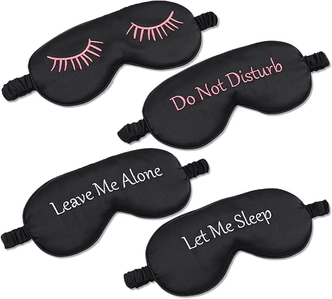 4 Pack Eye Mask for Sleeping Silky Funny Soft Satin Sleep Shade Cover Blindfold with Elastic Strap Travel Nap Blackout for Women Men - Bloomnest